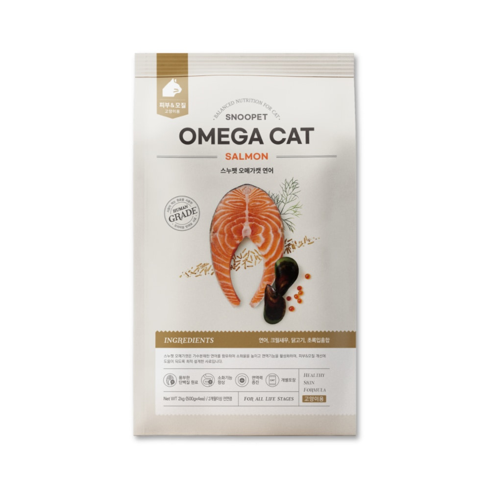 [스누펫] 급토예방 사각키블 고양이사료 오메가캣 2kg